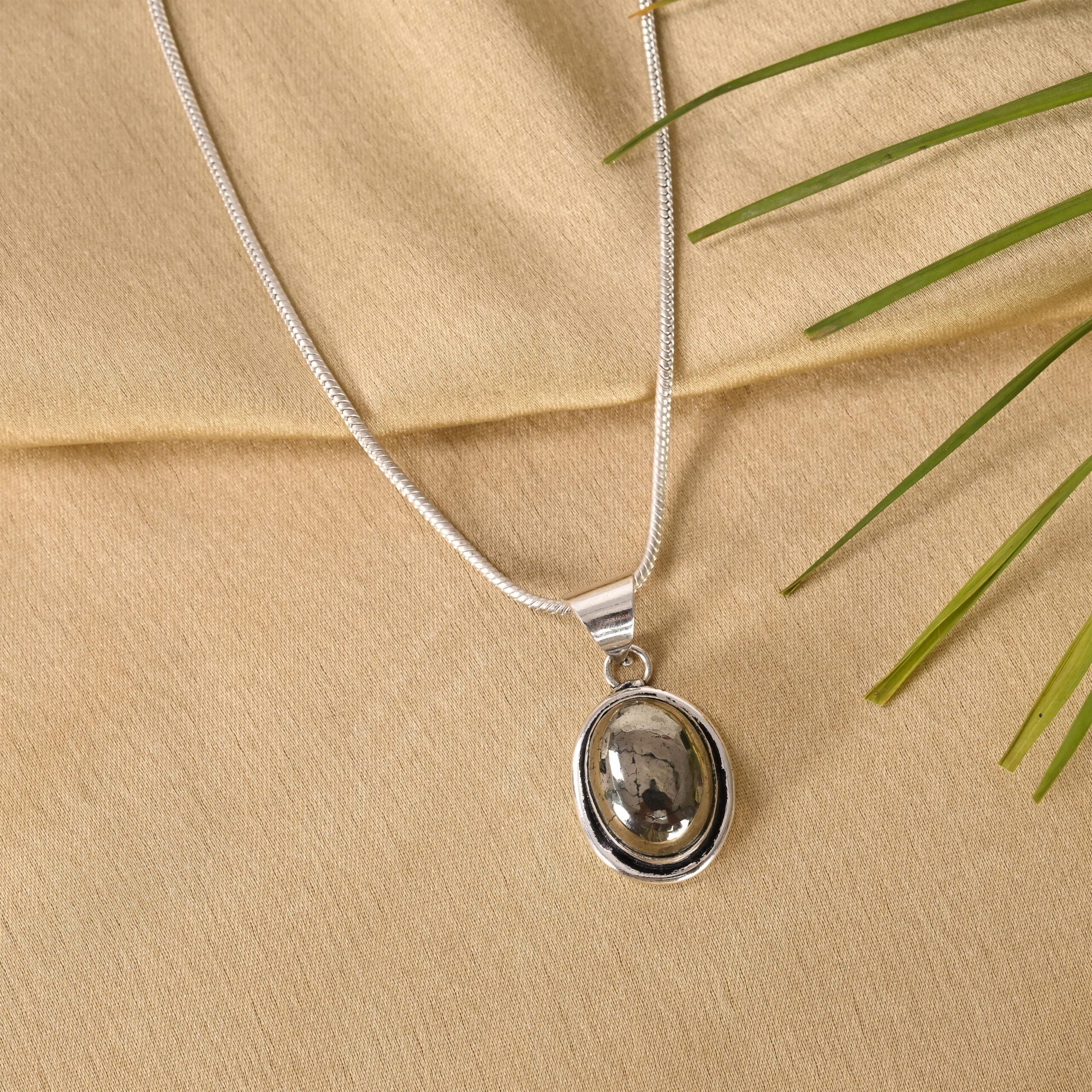 Oval Cut Pyrite Pendant